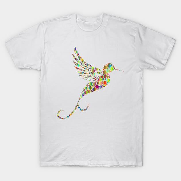 Hummingbird in prismatic colourful design with circles 1 T-Shirt by Montanescu